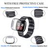 ZPJPPLX for Fitbit Versa 3 and Fitbit Sense Metal Quick Release Straps,Stainless Steel Band with Soft TPU Full Cover Protective Cases for Women Men,Black view 4