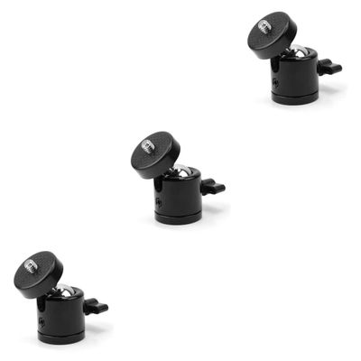 SOLUSTRE 3pcs Mini Tripod Head Ball Mount 1/4 Thread 2.5kg Load 360 Pan Compact for Cameras Webcams