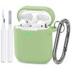 ATUAT Compatible with AirPods Case Cover, Full Protective Silicone Skin Dust-Proof Designed for Apple AirPods 1st 2nd Generation with Keychain, Front LED Visible, Matcha view 1