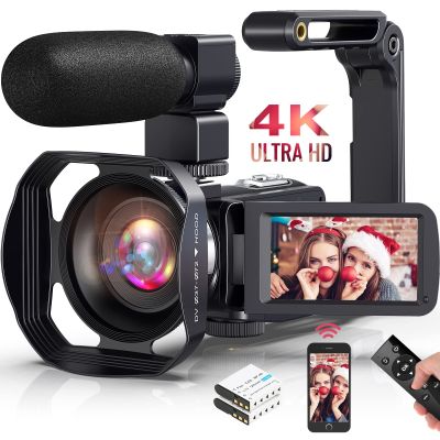 Video Camera UHD 4K 48MP for YouTube 18 X Digital Camcorder IR Night Vision Wi-Fi Vlogging Camera With Microphone 2.4G Remote 3 in Touch Screen Handheld Stabilizer