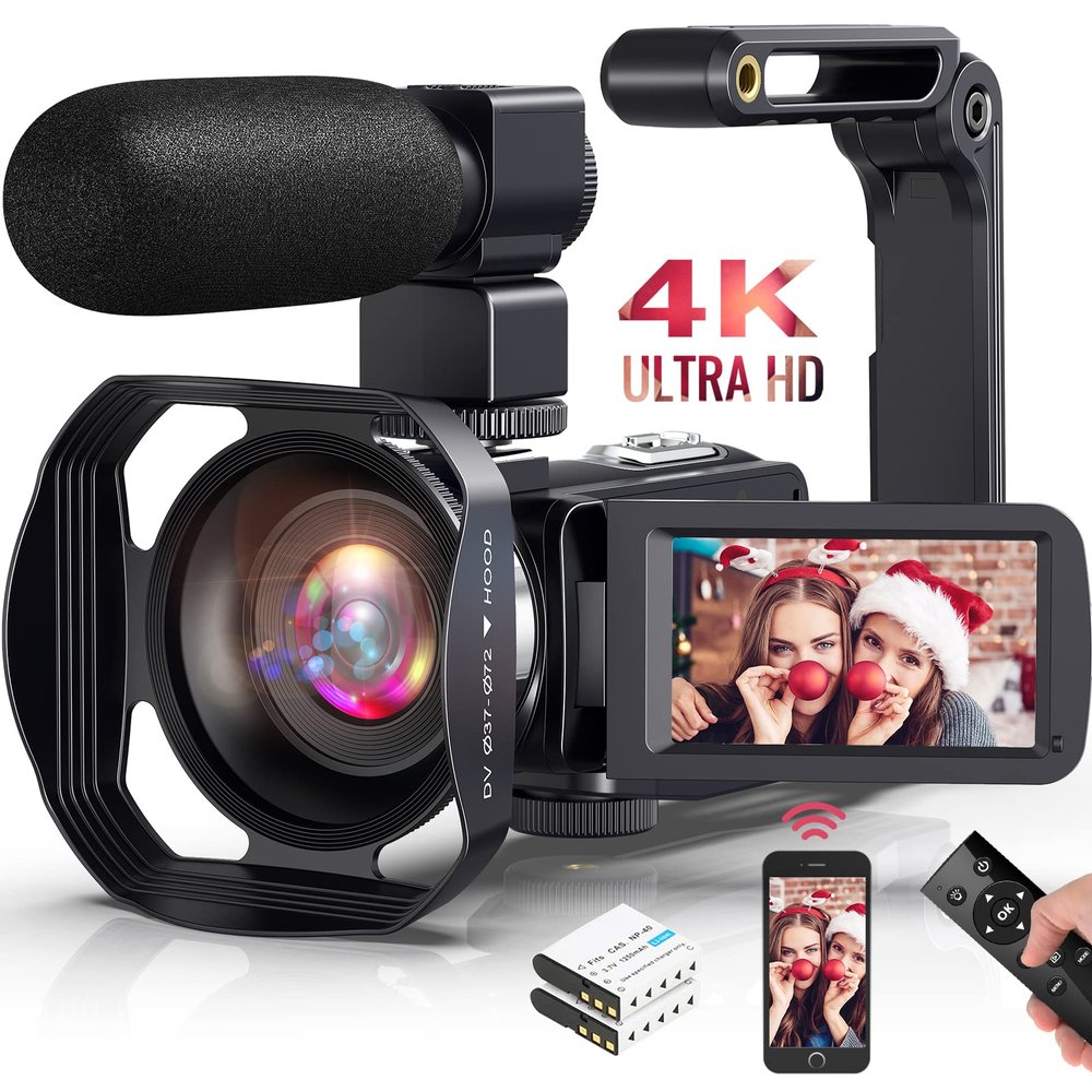 Video Camera UHD 4K 48MP for YouTube 18 X Digital Camcorder IR Night Vision Wi-Fi Vlogging Camera With Microphone 2.4G Remote 3 in Touch Screen Handheld Stabilizer