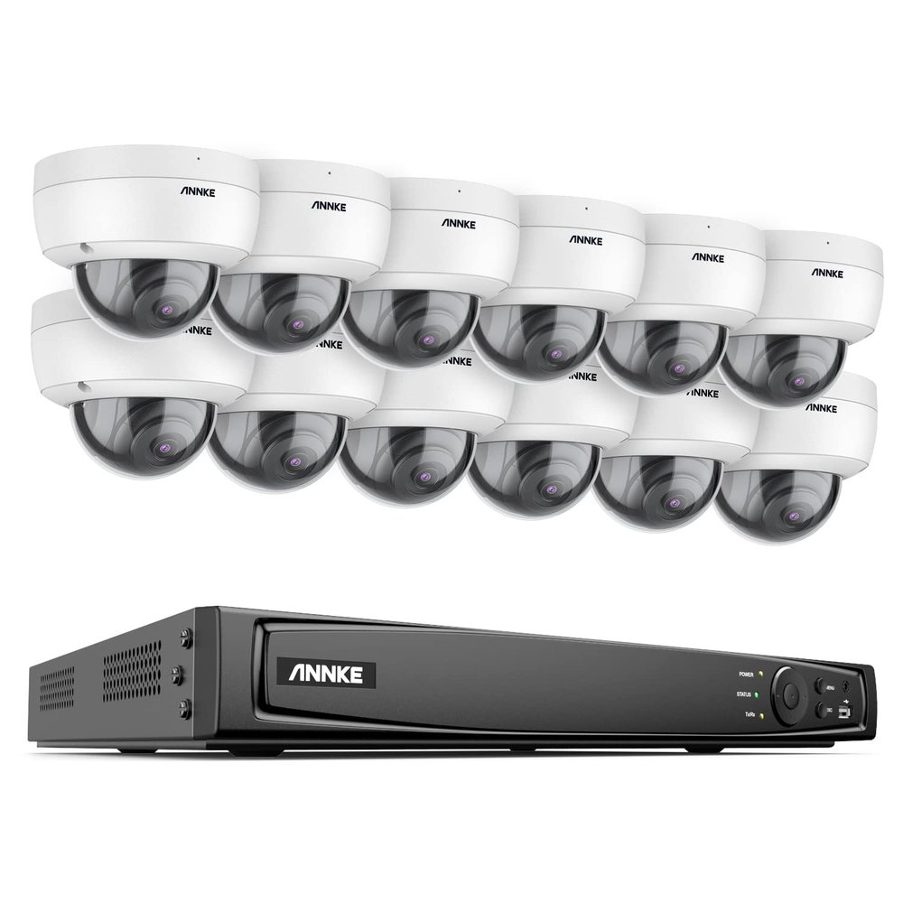 ANNKE 4K 16CH Home Security Camera System, 12pcs Wired 8MP Outdoor PoE IP Cameras with Person Vehicle Detection, IP67 Weatherproof and IK10 Vandal-Proof, 4K NVR Without Hard Drive, H800
