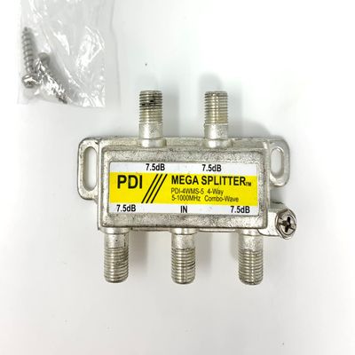 4 Way Splitter PDI-4WMS-5 Un-Balanced 6kV 5-1000MHz Compatible with Verizon Fios (Yellow)