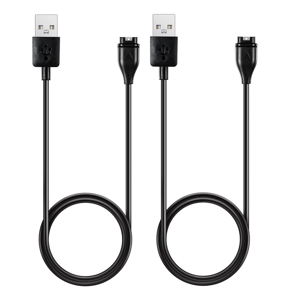 RuenTech Compatible with Garmin Vivoactive 6 Charger, USB Charging Cable 3.3 Ft Charging Cord for Vivoactive 5 Watch Charger (Black-2pcs)