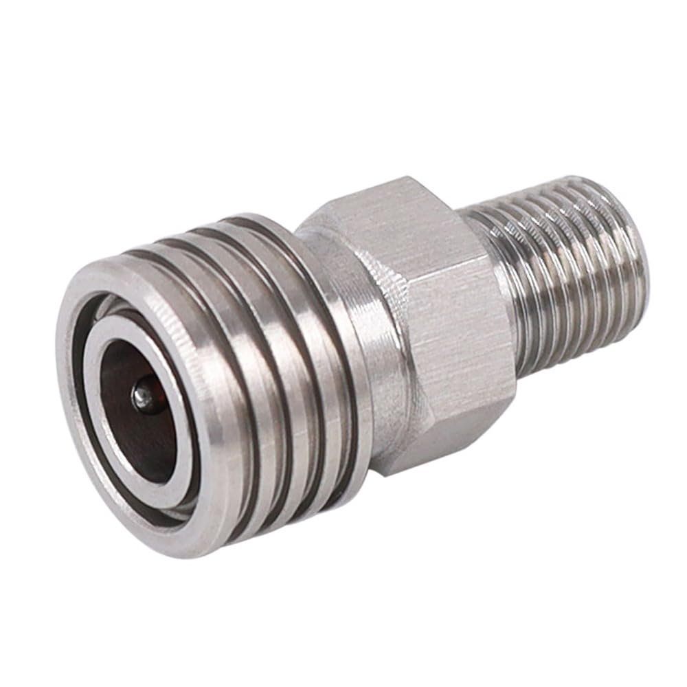 HMKUGO 1/8 NPT Male Thread to 8MM Female Quick-Disconnect Connector Adapter, Stainless Steel, PCP Paintball Charging Fittings with Sealing O-Ring