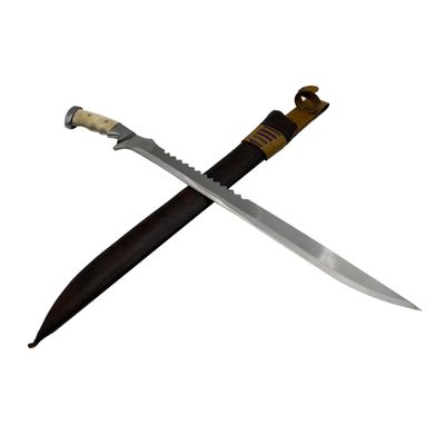 Fwosi Kukri Knife - 22-Inch Fixed Blade Knife, Viking Battle Machete Sword, Carbon Steel Blades, Bone Handle - Handcrafted in Nepal - Sheath & Belt Loop