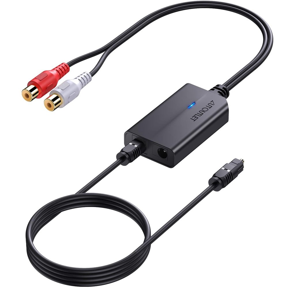 AUTOUTLET 192kHz Optical to RCA Converter DAC Digital to Analog Audio Converter Spdif/Optical/Toslink to RCA Audio Adapter with 3ft Cable Compatible for HDTV, DVD, Blu-Ray Players, Game Consoles