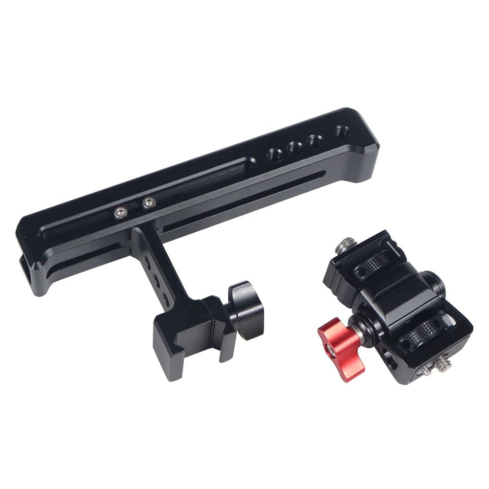 BGNing Stabilizer Side Handle Grip Handlebar Extend NATO Rail Clamp Mic Lights Stand Cold Shoe Mount Compatible with DJI Ronin S SC Gimbal Handgrip (with 1/4 to 3/8 Monitor)