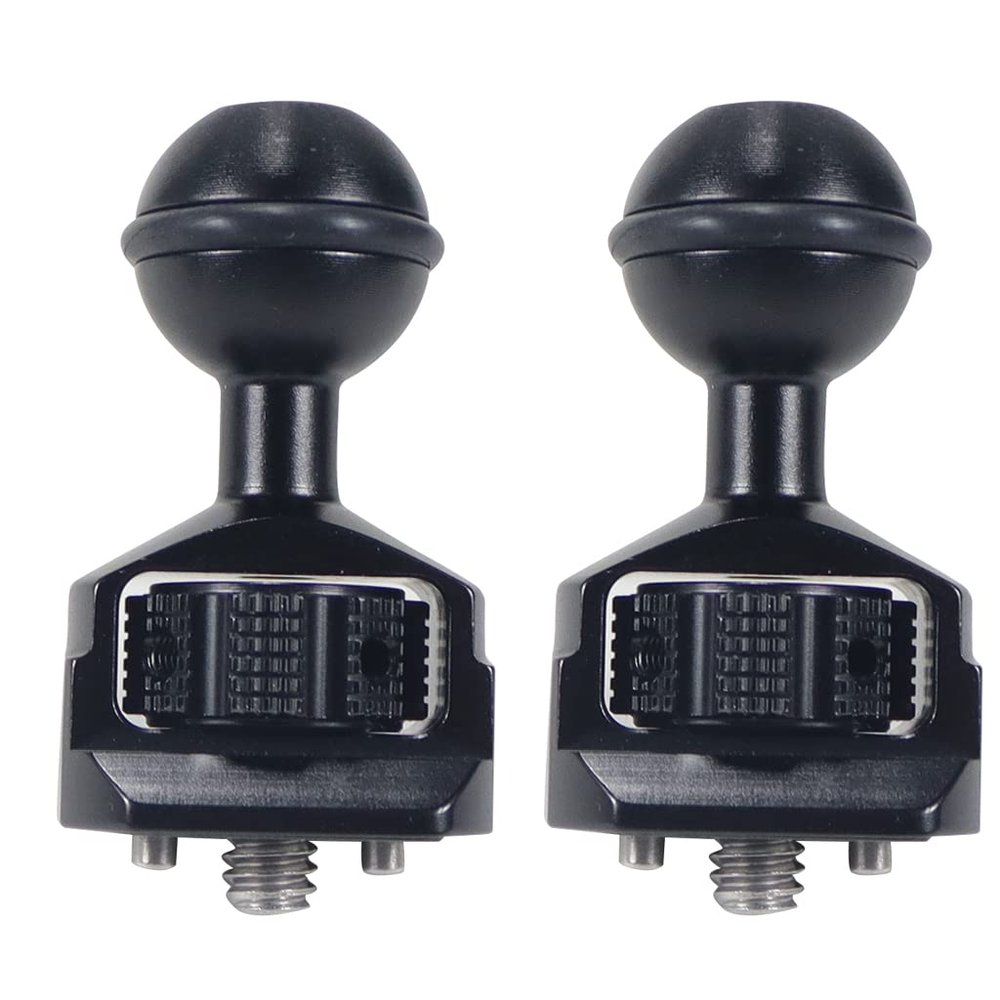 BGNing 3/8 inch 1/4 inch Ball Head, Tripod Ball Head with 3/8" 1/4" Screw Adapter for Magic Hand Bracket Accessories Monitor Rabbit Cage (2pcs 1/4 Inch Allai Positioning Black)