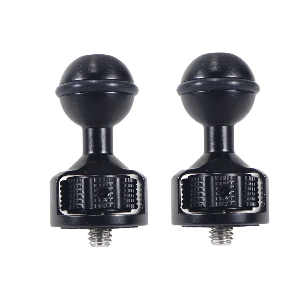 BGNing 3/8 inch 1/4 inch Ball Head, Tripod Ball Head with 3/8" 1/4" Screw Adapter for Magic Hand Bracket Accessories Monitor Rabbit Cage (2pcs 1/4 Inch Black)