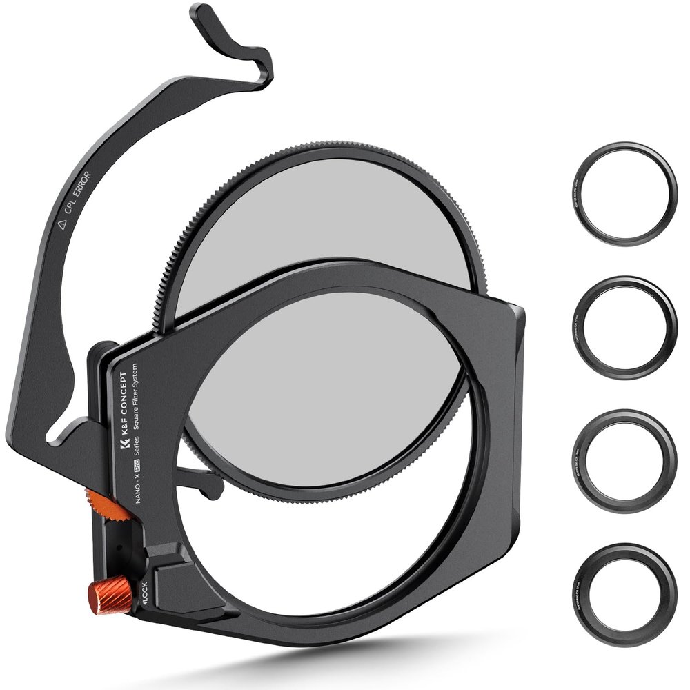 K&F CONCEPT X-PRO Metal Square ND Filter Holder + 95mm Circular Filter + 4 Filter Adapter Rings Kit for Camera Lens