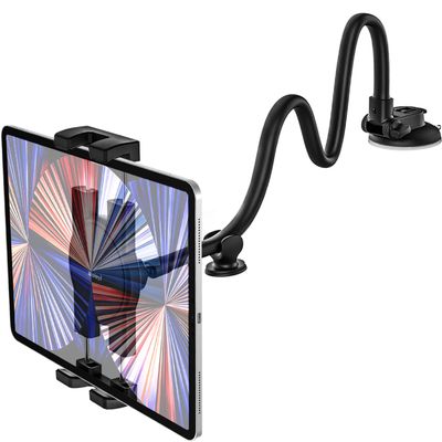 woleyi Tablet Holder for Car Dashboard Windshield [Gooseneck Long Arm] Suction Cup iPad Holder for Car, Car Tablet Mount Compatible with iPad Pro Air Mini, Galaxy Tab, Z Fold, iPhone, 4.7-11" Devices