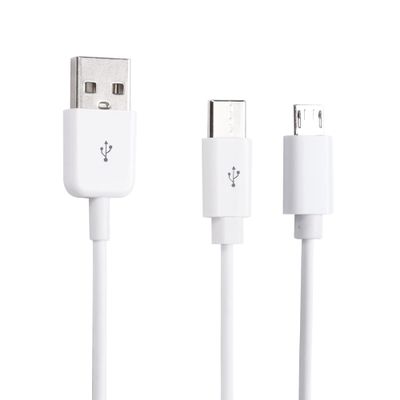 CERRXIAN 0.3m 2 in 1 USB 2.0 Type A to Micro USB and USB Type C Splitter Charging Cable,Multi USB Charging and Data Snyc CableWhite(c+m)