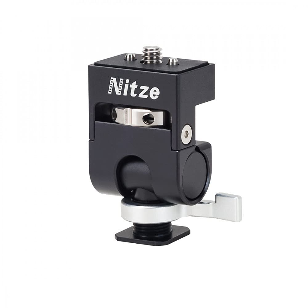 Nitze QR Field Monitor Mount Holder,Camera Hot Cold Shoe Bracket to 1/4"-20 with Double Locating Pins for 5 n 7Monitors,Swivel n Tilt, Payload up to 5kg (N54-G1)