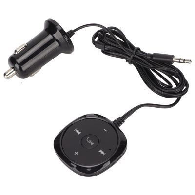 Sanpyl Car Bluetooth 5.0 Adapter, Handsfree Calling & Audio Receiver, 5V 2.1A USB Charging Port, 3.5mm AUX Input for Cars