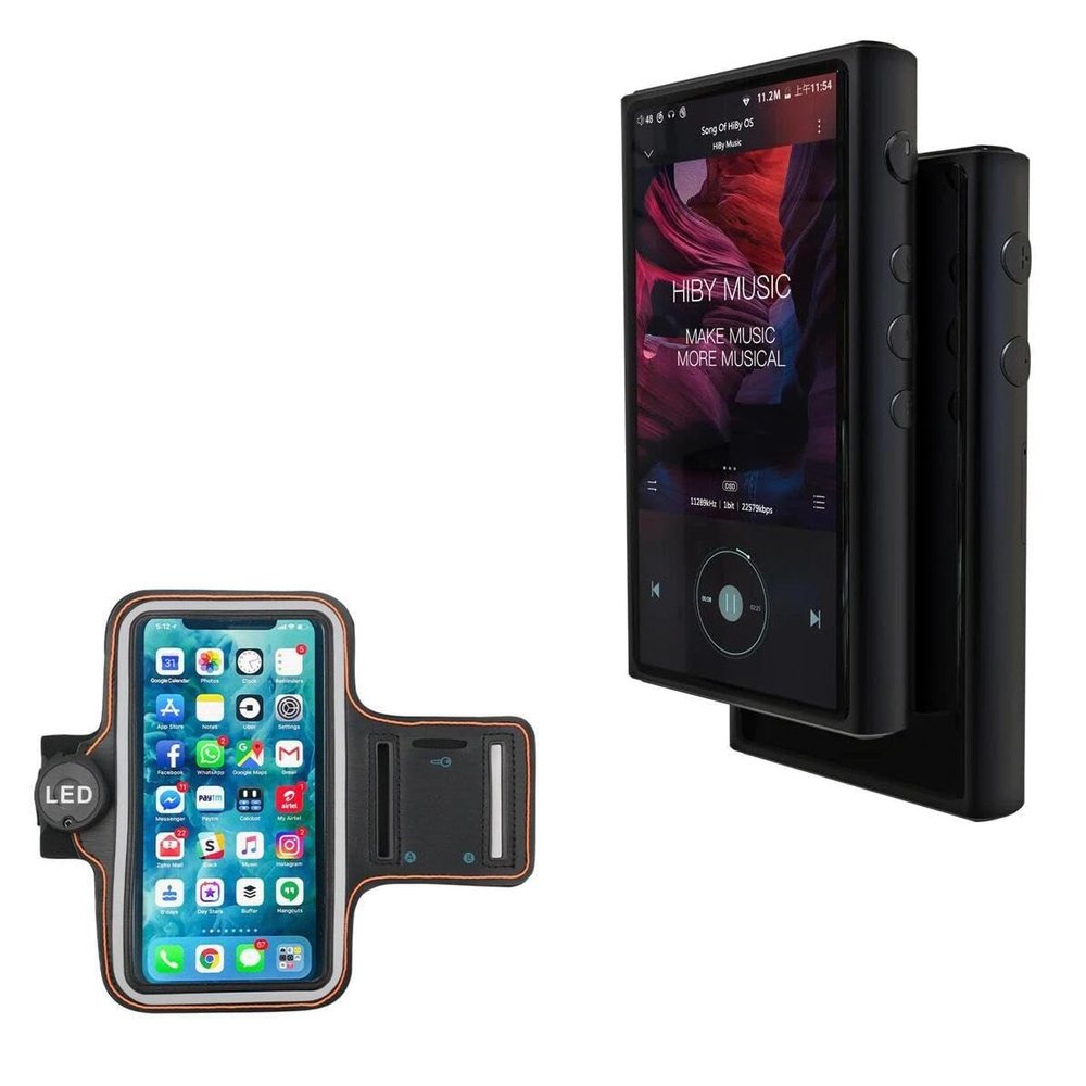 BoxWave Case Compatible with HiBy R5 - JogBrite Sports Armband, High Visibility Safety Light LED Runners Armband - Bold Orange