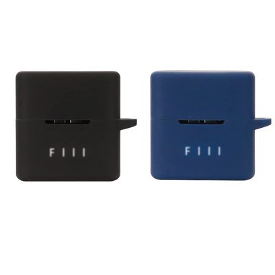 2 Pack DAYJOY Soft Silicone Protective Case Cover Compatible with FIIL CC Nano Earbuds, Protective Skin Sleeve with Carabiner(Black+Blue)