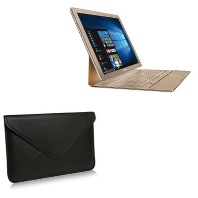 BoxWave Case for Samsung Galaxy TabPro S (Case Elite Leather Messenger Pouch, Synthetic Leather Cover Case Envelope Design for Samsung Galaxy TabPro S - Jet Black