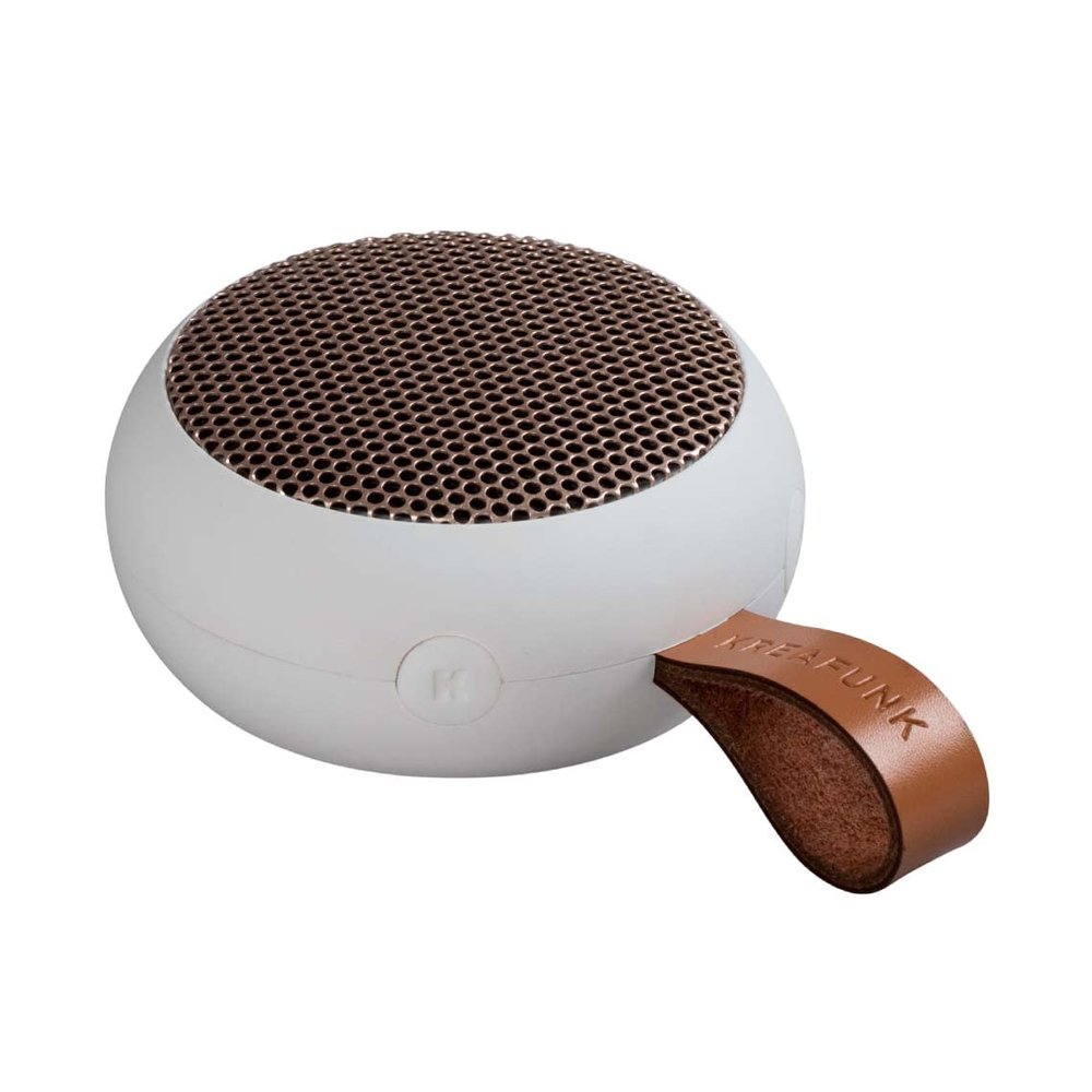 KREAFUNK aGO2 Portable Bluetooth Speaker, White, Water Resistant (IPX5) and Durable, Up to 25 Hours of Wireless Play, Voice Assistant, Stereo Sound, Wireless Speaker for Indoor and Outdoor
