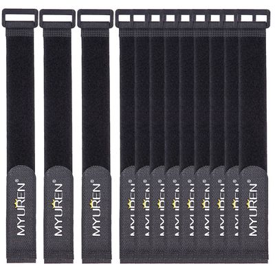 1"x 12"-12 Pack Reusable Fastening Cable Straps with Buckle Adjustable Hook and Loop Securing Strap Multi-Purpose Cinch Strap for Cord Management