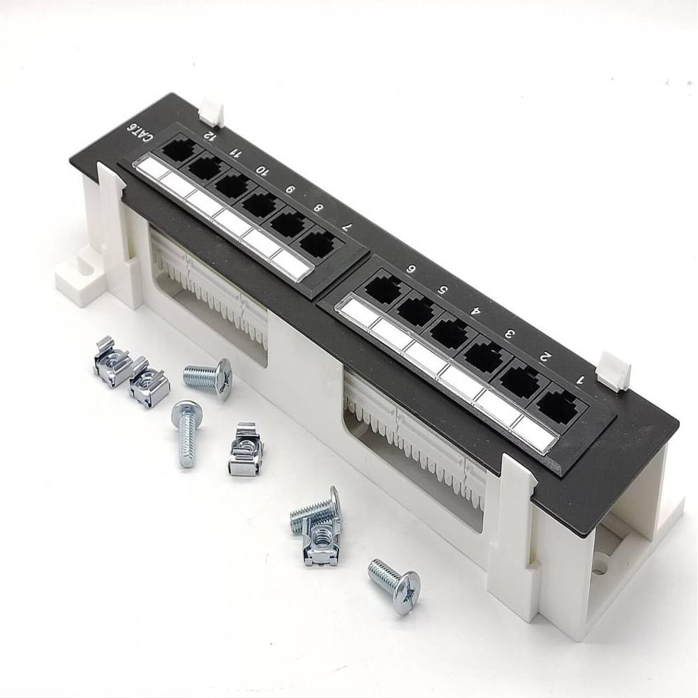 Elecbee Network Patch Panel CAT6 12 Port Patch Panel with RJ45 Jack