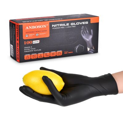 ANBOOSN Rubber Gloves - ISO 13485 - Protect animals and Staff - Durable, Latex-free and Eco-friendly For Pet Care Professionals, Wildlife centers, and Zoos - Small, Black of 100 Pcs