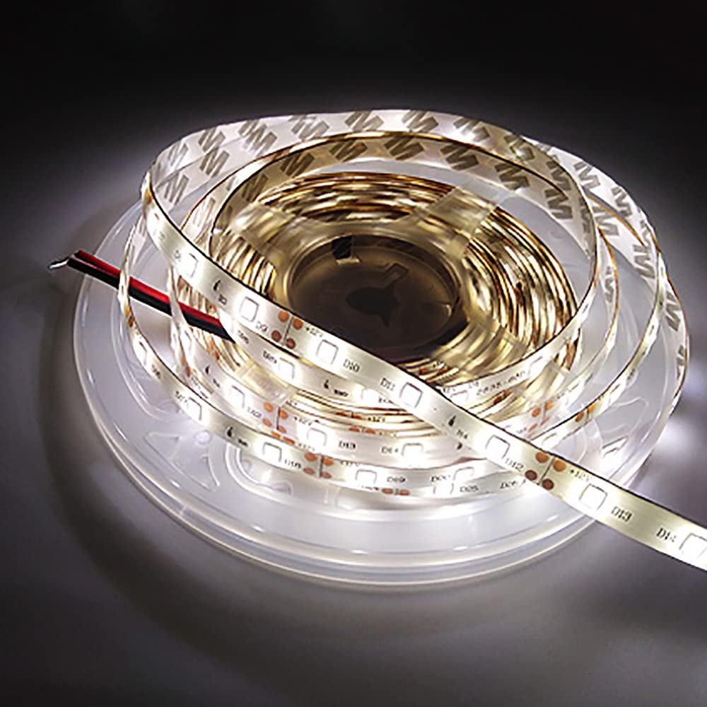 Vrabocry Water-Resistance IP65, 12V Waterproof Flexible LED Strip Light, 16.4ft/5m Cuttable LED Light Strips, 300 Units 3528 LEDs Lighting String, LED Tape(Warm White), Power Adapter not Included