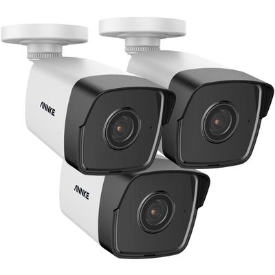 ANNKE C500 3 Pack 5MP PoE Security Bullet Camera w/Audio,100ft EXIR 2.0 Color Night Vision, Built-in Mic, H.265+ Internet IP Camera, Digital WDR, IP67 Weatherproof, Smart Motion Alerts