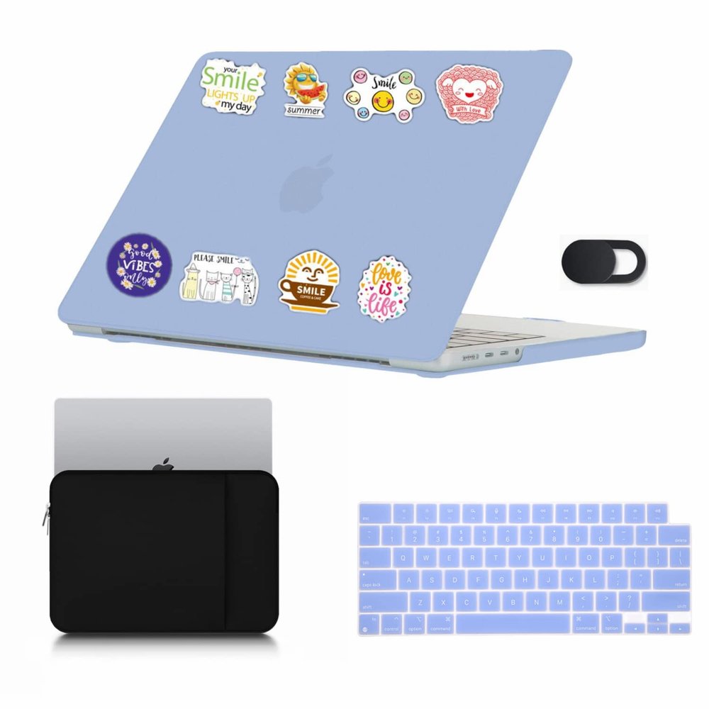 Se7enline Compatible with MacBook Pro Case 14 inch 2021/2022/2023/2024 M3 M2 M1 Pro/Max A2779 A2442 A2918 A2992 Hard Shell Case &Zipper Sleeve&Keyboard Skin &Webcame Cover&Random sticker,Serenity Blue