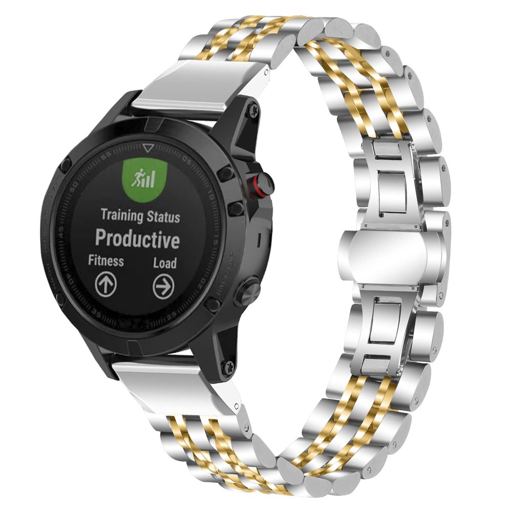 Gheper Metal Watch Band Compatible with Garmin Fenix 7S/Fenix 5S/Fenix 6S Quick Fit Solid Stainless Steel Replacement Wristband Strap Bracelet Accessory for Women Men