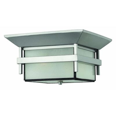 2 Light Medium Outdoor Flush Mount in Transitional-Craftsman-Coastal Style 12.25 inches Wide By 7 inches High-Titanium Finish-Incandescent Lamping Type Transitional Craftsman Coastal Outdoor