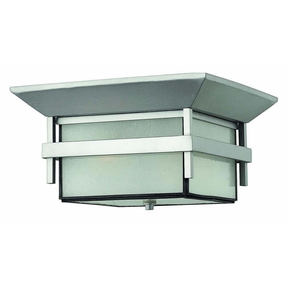 2 Light Medium Outdoor Flush Mount in Transitional-Craftsman-Coastal Style 12.25 inches Wide By 7 inches High-Titanium Finish-Incandescent Lamping Type Transitional Craftsman Coastal Outdoor