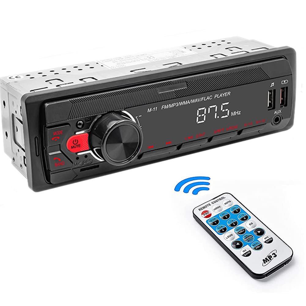 Car Radio Bluetooth 4 x 45W Universal 1 Din Car Stereo Bluetooth Hands-free Built-in Microphone 4X45W Car Radio Receiver, App Control/Dual USB/TF/FM/AUX/WMA/WAV/MP3 Media Player with 7 Colorful Lights