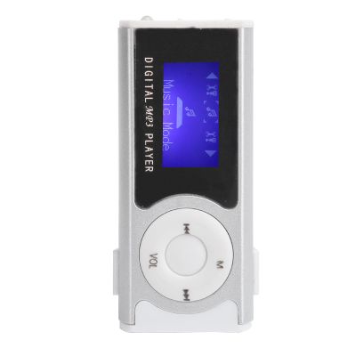 Tiiyee Mp3 Player, Music Player Slim MP3 Support 16GB Extension Card LCD Screen Portable Digital Music Lossless Sound with Earphone USB Cable Mini BackClip for Home Party Sport Running(Silver)