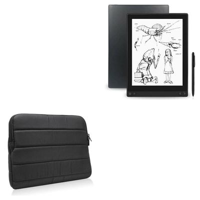 BoxWave Case Compatible with Boyue Likebook Mimas - Polar Jacket, Puffy Padded Material Zip Up Sleeve Pouch - Jet Black