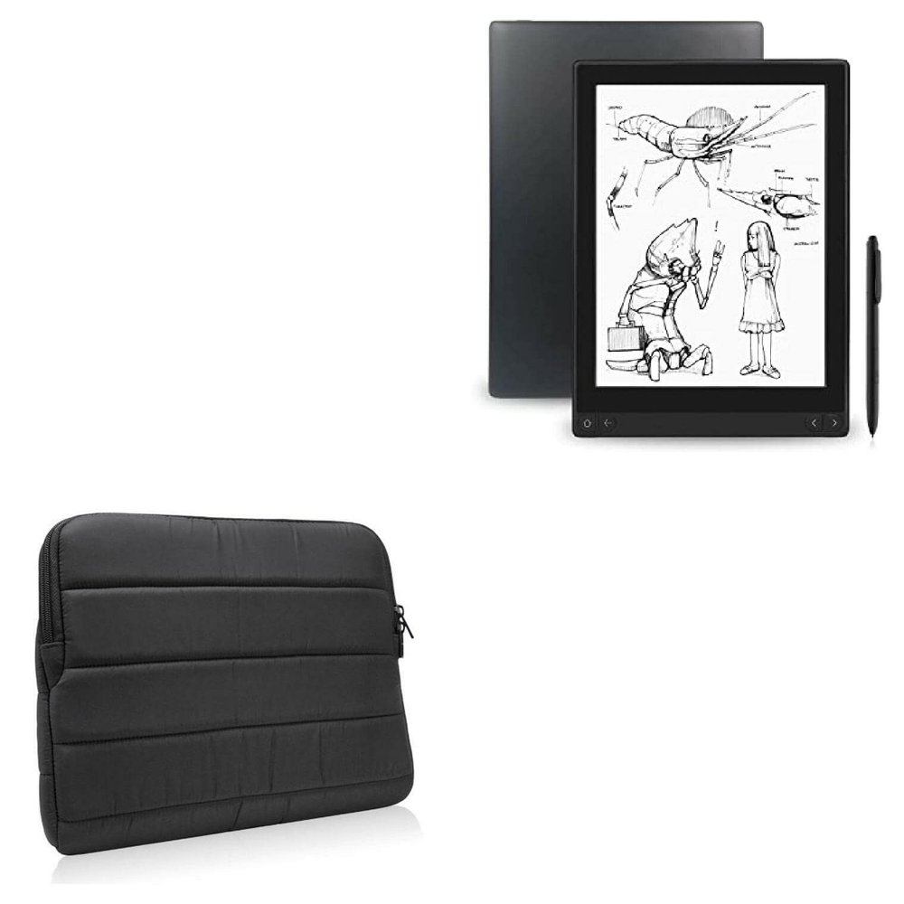 BoxWave Case Compatible with Boyue Likebook Mimas - Polar Jacket, Puffy Padded Material Zip Up Sleeve Pouch - Jet Black