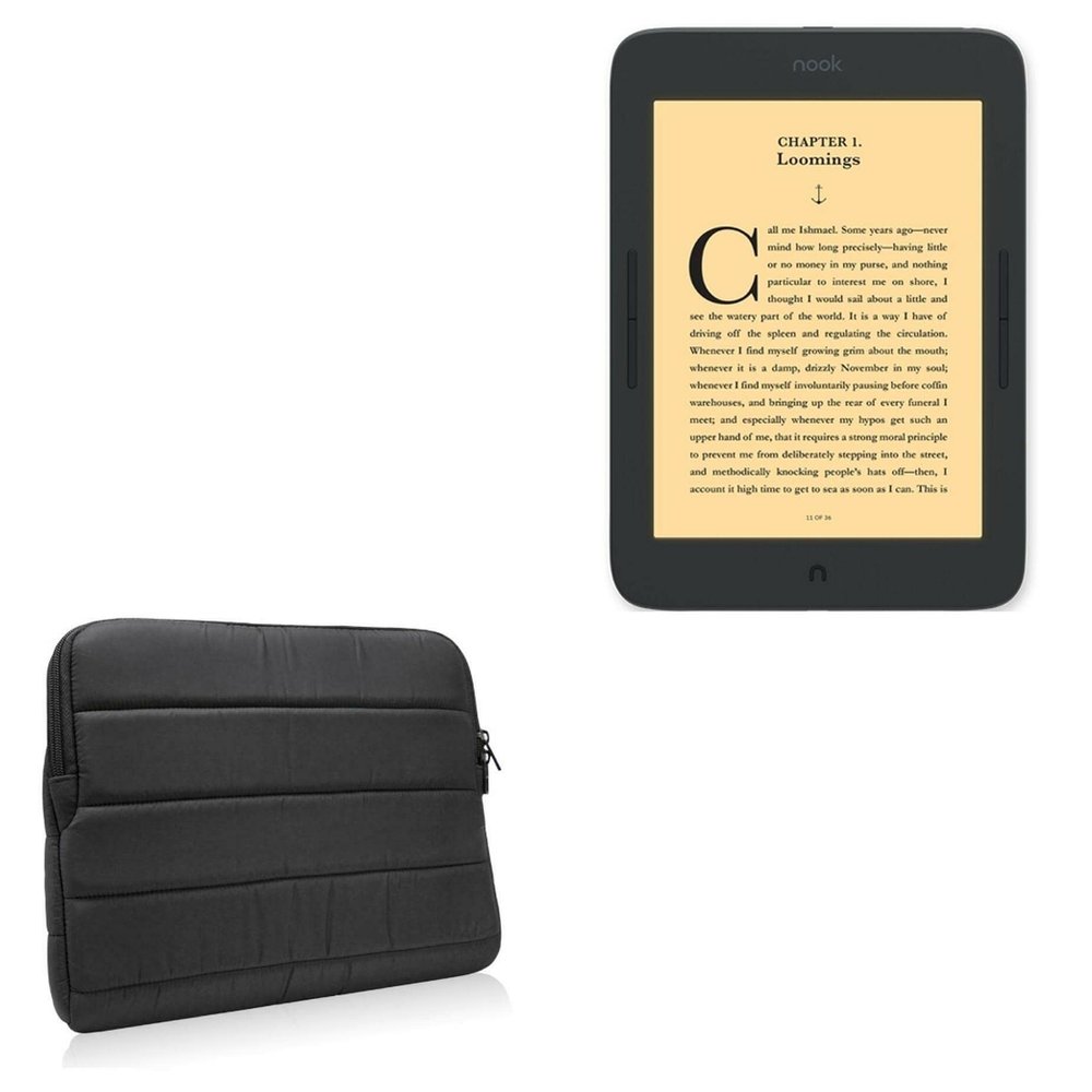 BoxWave Case Compatible with Barnes & Noble Nook Glowlight Plus (7.8 in) (Case Polar Jacket, Puffy Padded Material Zip Up Sleeve Pouch - Jet Black