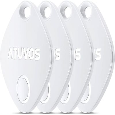 ATUVOS Air Tracker Tags-4 Pack, Bluetooth Luggage Tracker Works with Apple Find My APP (iOS Only, Not for Android), Keys Finder and Item Locator for Luggage, Backpack, Suitcases, Replaceable Battery