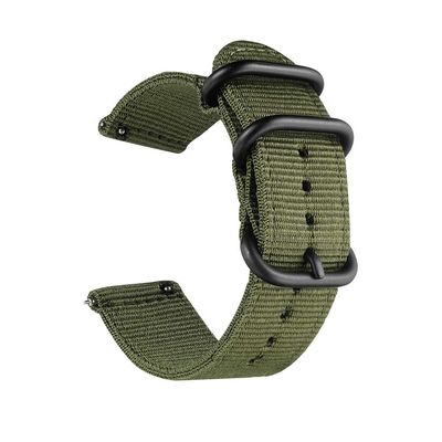 CNYMANY 24mm Universal Ballistic Watch Band, Nylon Canvas Woven Loop Replacement Strap Wristband Buckle Fastener Adjustable Closure for Smart-watch Sport Fitness Tracker - Green