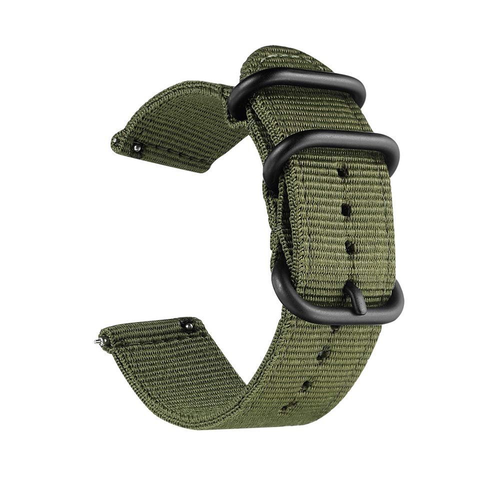 CNYMANY 24mm Universal Ballistic Watch Band, Nylon Canvas Woven Loop Replacement Strap Wristband Buckle Fastener Adjustable Closure for Smart-watch Sport Fitness Tracker - Green