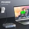 DisplayLink Docking Station with Dual Display, 2 HDMI Ports and 1 DisplayPort for Double 4K Display, Laptop 15 in 1 Docking Station with 100W PD Charging, SD/TF, 1 USB-C, 6 USB-A Ports, 3.5mm Audio view 4