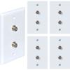 Newhouse Hardware 2-Port TV Cable Wall Plate, F Connector, for Coax Cable, Double Gang Video Wall Jack, 5-Pack, White view 1