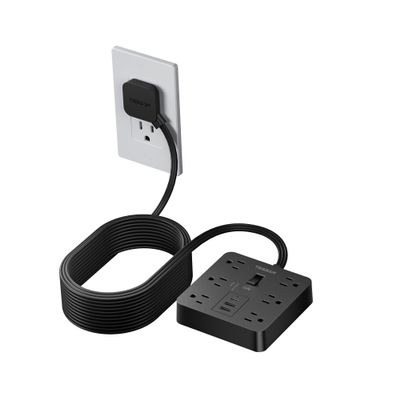 TESSAN Surge Protector Power Strip, Flat Plug Extension Cord 15 Ft with 6 Outlets and 3 USB (1 USB C) Ports, 1700J Protection, Desktop Black Long Power Cord for Indoor Home Office School Dorm Room