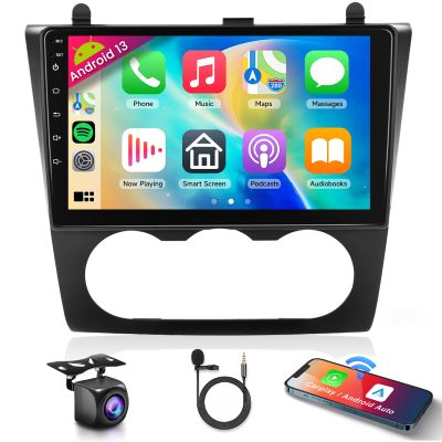 [2G+64G] for Nissan Altima 2008-2012 Android 13 Car Stereo 9 Inch HD Touchscreen Radio, Wireless CarPlay Android Auto GPS WiFi Bluetooth FM/RDS SWC Dual USB HD Backup Camera (Manual A/C)