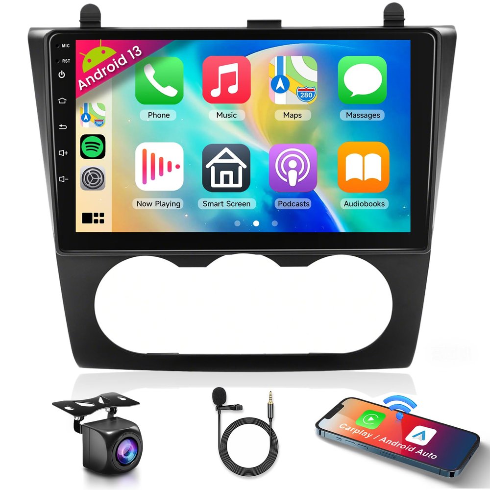 [2G+64G] for Nissan Altima 2008-2012 Android 13 Car Stereo 9 Inch HD Touchscreen Radio, Wireless CarPlay Android Auto GPS WiFi Bluetooth FM/RDS SWC Dual USB HD Backup Camera (Manual A/C)