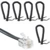 Newhouse Hardware 7 ft Uncoiled/1.33 ft Coiled Telephone Handset Cord, with RJ9 (4P4C) Connectors, Used to Connect The Telephone and Handset, 5-Pack, Black view 1