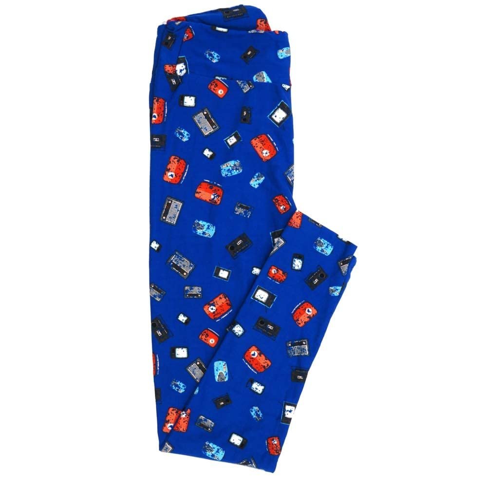 Lularoe One Size OS Console Radios Clock Radio Stereo AM FM Blue Black White Green Red OS-4397-B Buttery Soft Leggings fits Adults 2-10