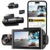 WOLFBOX i07 3 Channel Dash Cam Built-in WiFi GPS, 4K Dash Camera Front and Inside, 1440P+1080P+1080P Triple Car Camera with 3" LCD Screen, 32GB Card Included, IR Night Vision, 24H Parking Mode view 1