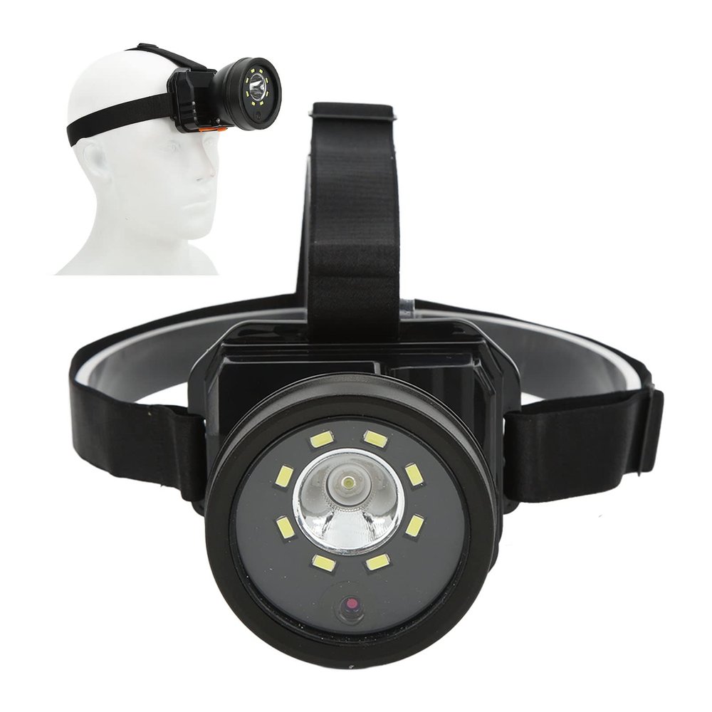 FILFEEL Head Mounted Action Camera with Led Headlamp Design, 1080P Video Camcorder Head Strap Camera, Night Vision Hands for Outdoor Sport