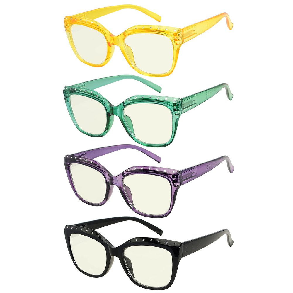 Eyekepper 4-Pack Reading Glasses Blue Light Blocking Women Computer Reader +1.0